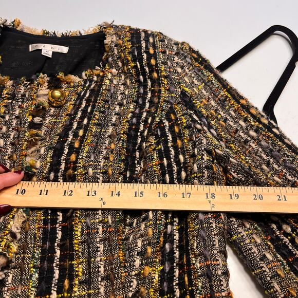 CAbi Brown Tweed Fringe Hem Blazer Medium - Picture 7 of 10